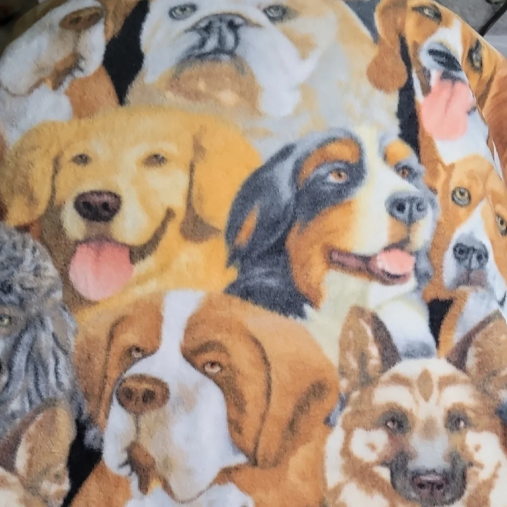 Cozy Dog Print Fleece Fabric 1 Yard